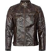 Waabastaa Mens Distressed Brown Leather Jacket - Vintage Brown Leather Jacket For Mens