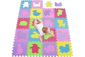 meiqicool Foam Play Mats Baby Soft Foam Interlocking Play Mat Puzzle Jigsaw with Animals 5556
