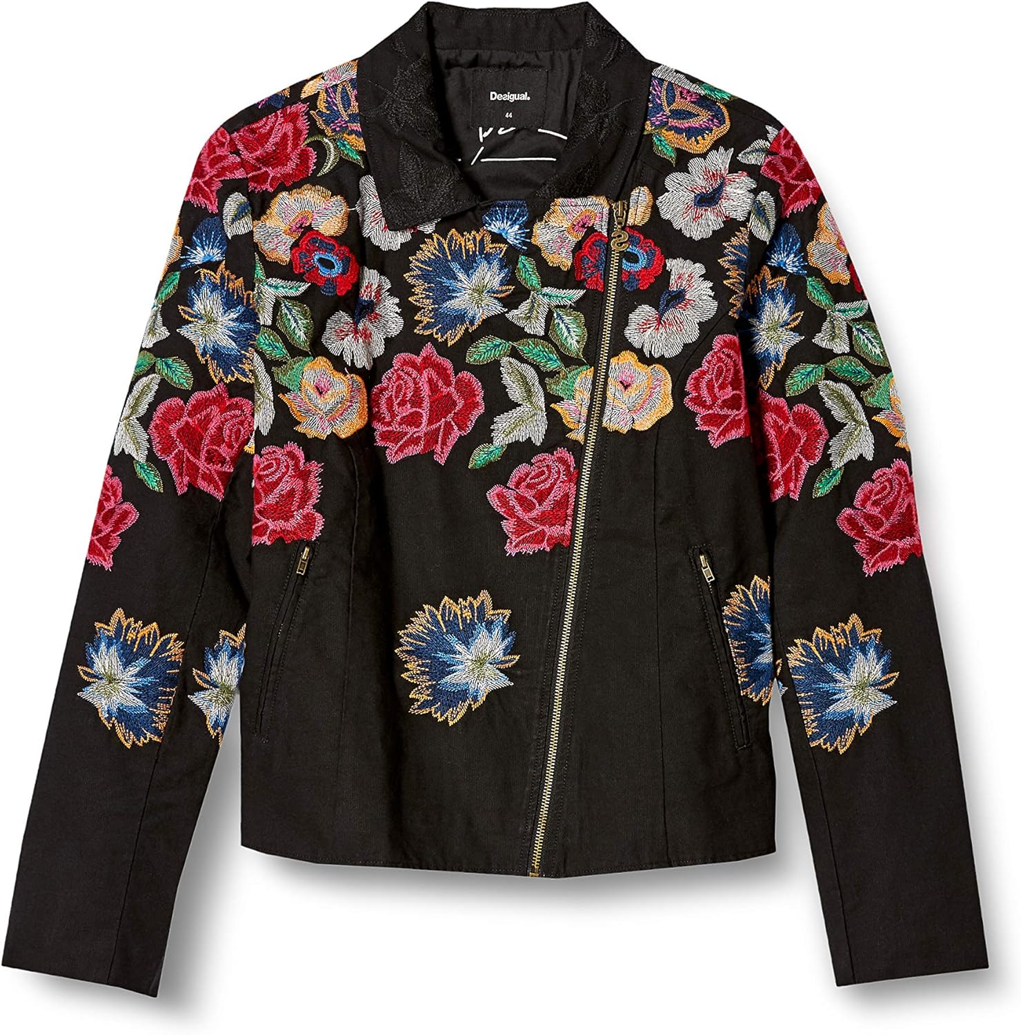 Desigual Women's Fiorella Embroidered Floral Biker Jacket at Amazon Women's Coats Shop