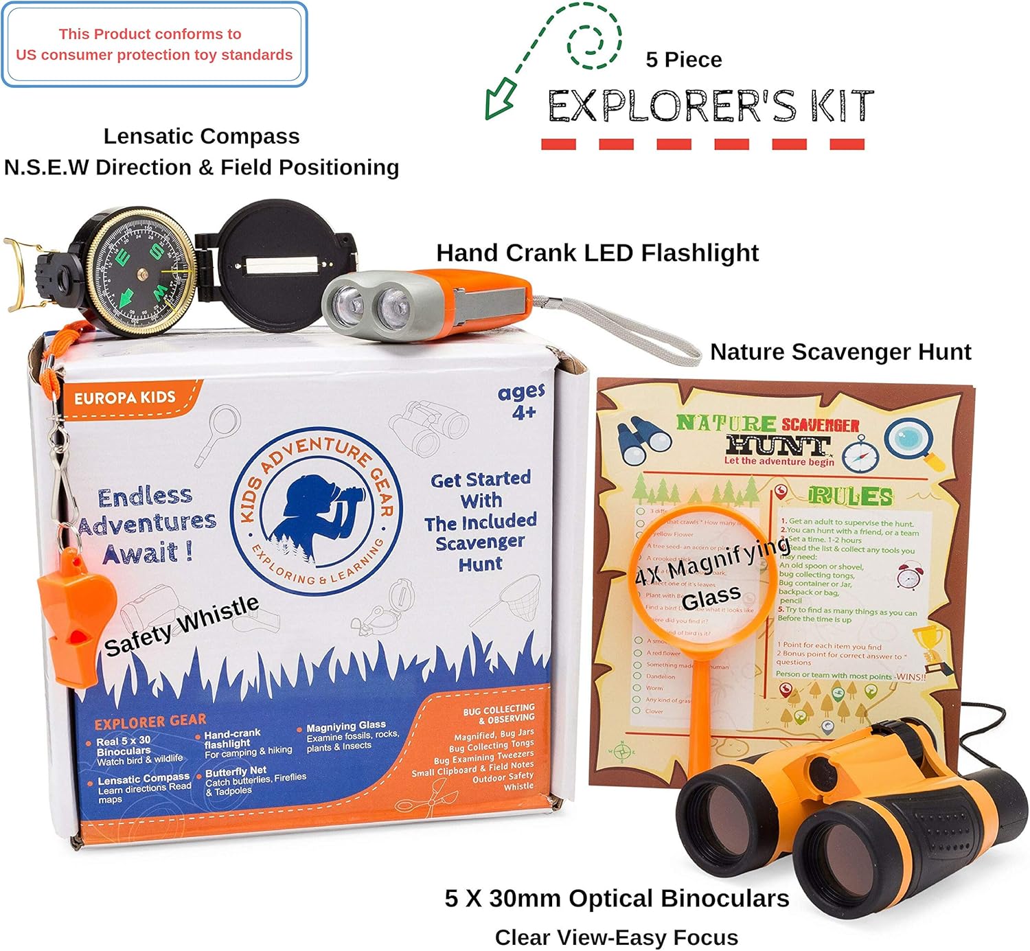 Kids Outdoor Adventure Nature Explorer & Bug Catching Kit w/Binoculars, Magnifying Glass, Compass, Camping & Hiking Gear-Insect Catcher & Collection Set-Butterfly Net-Science Gift Boys & Girls 3-12: Camera & Photo