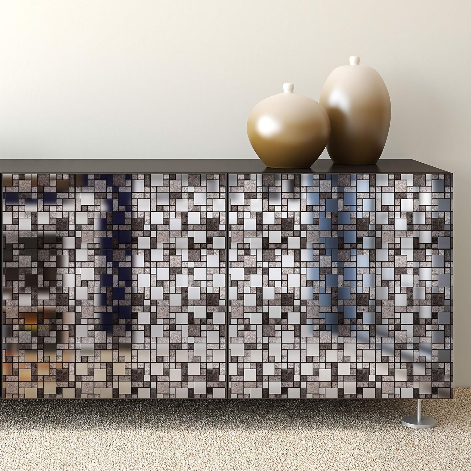 WALPLUS 15cm (6") Metallic Silver Grey Stone Mosaic Wall Stickers - Pack of 24, 24 Units - Image 3
