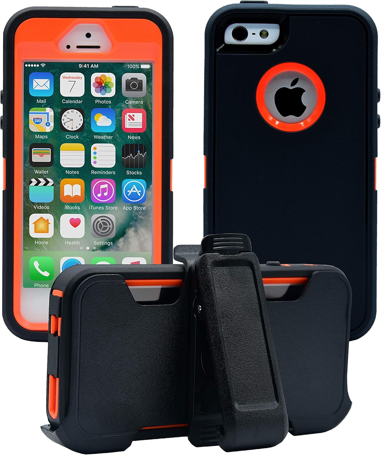 AlphaCell Cover Compatible with iPhone 5 / 5S / SE (2016)| 2-in-1 Screen Protector & Holster Case | Full Body Military Grade Protection with Carrying Belt Clip | Protective Drop-Proof Shock-Proof