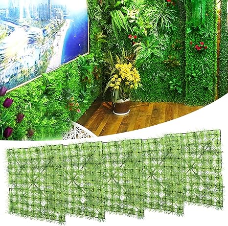 Amazon 5枚入り 人工植物 23x23x2cm 壁掛け 装飾葉 インテリア 目隠し 壁 結婚式 屋内屋外 背景 装飾 人工芝 芝生マット 小道具 フェイクグリーン 壁面緑化 人工観葉植物 人工観葉植物 オンライン通販
