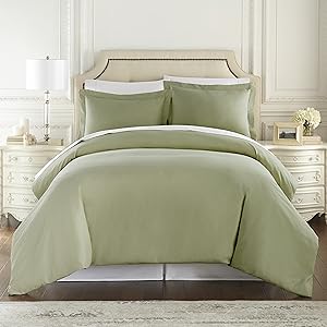 Hotel Luxury 3pc Duvet Cover Set-1500 Thread Count Egyptian Quality Ultra Silky Soft Premium Bedding Collection-King Size Sage