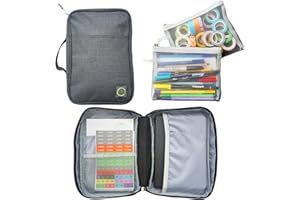 SUNNY STREAK Journal Supplies Storage Case (Black - Medium) - Custom Travel Organizer Holder for A5 Planner, Pens, Journal Supplies and Accessories (Case Only - Supplies Not Included)