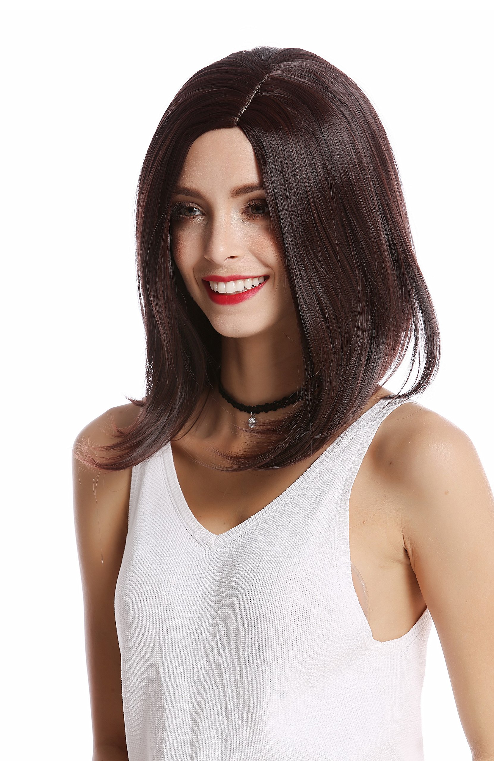 WIG ME UP - YZF-4358-2/33 Lady Quality Wig short shoulder length Bob Longbob straight slightly off-center (middle) parting mahogany brown mix