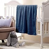 CREVENT Cozy Soft Sherpa Baby Blanket 75x100 Navy Dot Crib Stroller Gift view 2