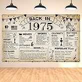 DARUNAXY 51st Birthday Party Decorations, Vintage Back in 1975 Banner 51 Year Old Birthday Party Poster Supplies Vintage 1975 Backdrop Photography Background for Men & Women 51st Class Reunion Decor