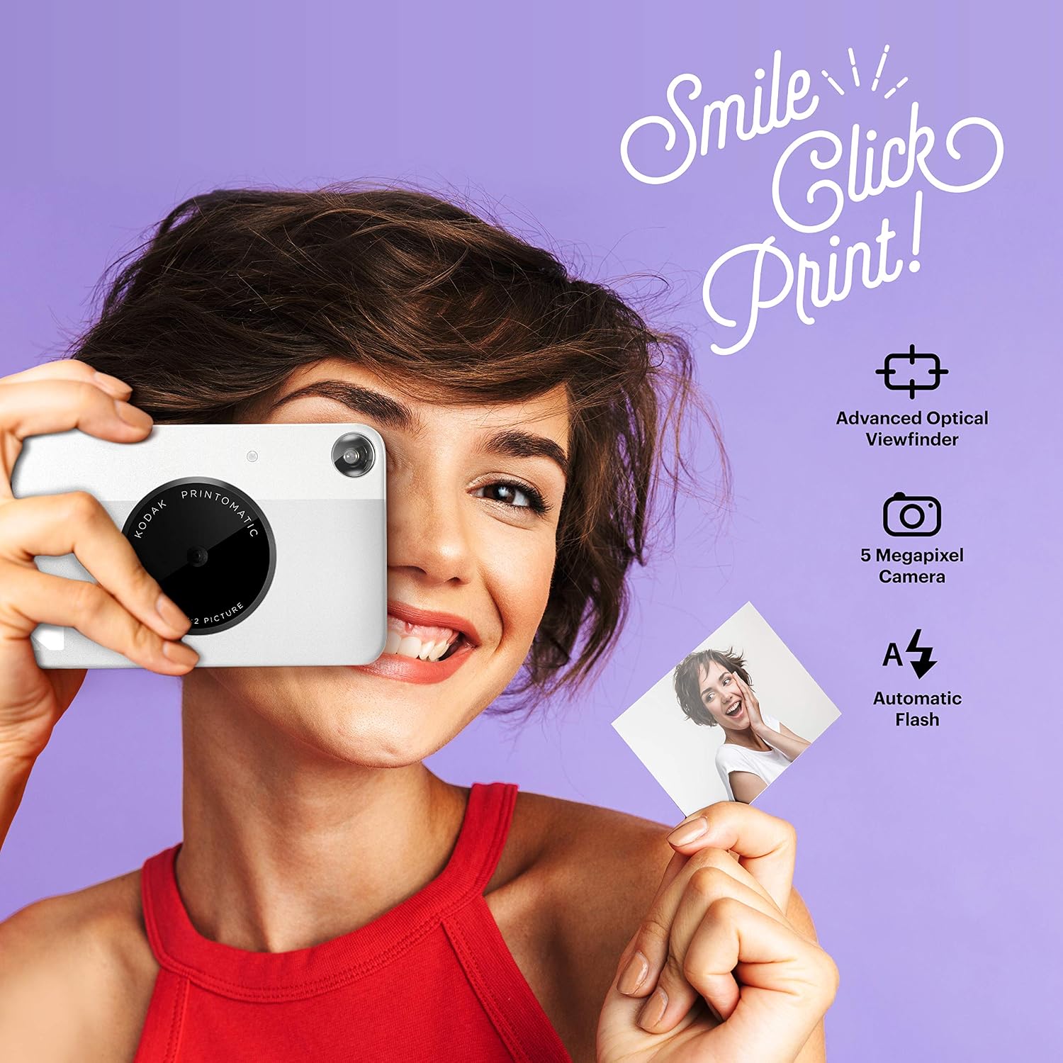 Kodak Printomatic Digital Instant Print Camera - Full Color Prints On ZINK 2 x 3 Inch Sticky-Backed Photo Paper (Grey) Print Memories Instantly & Zink Photo Paper - Pack of 20 - Image 5