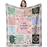 Christian Gifts for Women, Christian Blanket, Baptism Gift for Girls, Inspirational Religious Birthday Gifts for Christians, Spiritual I Am a Child of God Blanket, Cozy Throw Blanket 60"X50"