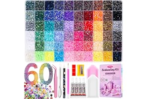 Bedazzling 套装 48000 颗 60 色树脂果冻水钻,多色 3 毫米平背宝石用于钻石艺术,Bedazzler 套装 4 件 10ml B7000 珠宝胶和工具 DIY 美甲手工书化妆
