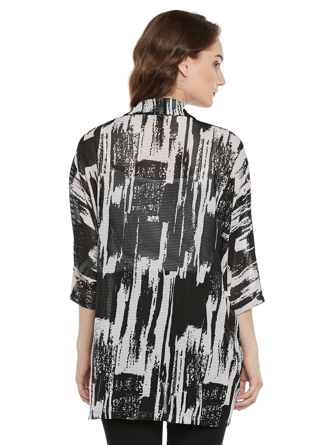 miss chase women's black and white shawl collar shrug