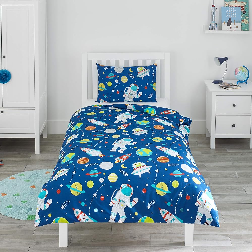 Bloomsbury Mill Kids Bedding Set Single - Outer Space Duvet Cover 135x200cm