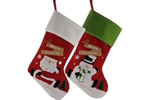 WEWILL Classic Christmas Stockings Set of 2 Santa, Snowman Xmas Character 17-Inch (Style 1)