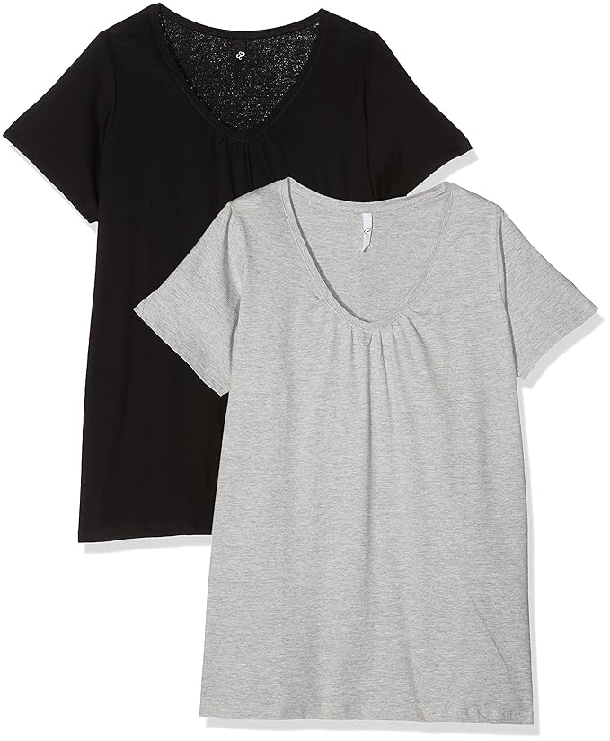 Evans Women's 2 Pack Basic TShirt, Black, 18 Amazon.co.uk Clothing