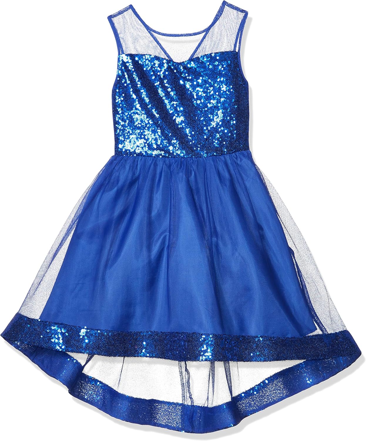 Amy Byer Girls' Dress with Illusion Bodice and Sequin Hem: Clothing