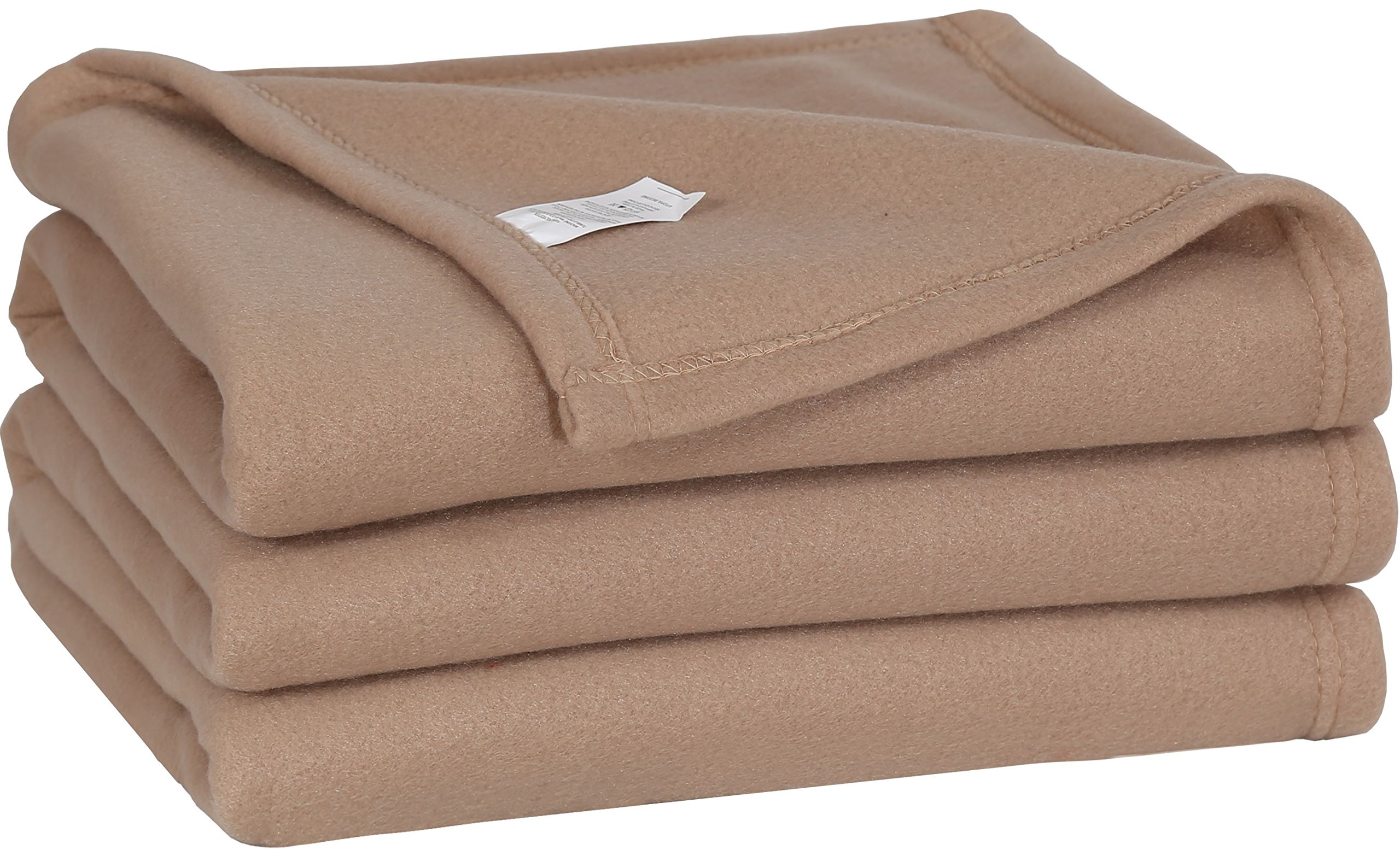 Polar Thermal Blanket Fleece Tan Soft Brush Fabric Warm Lightweight