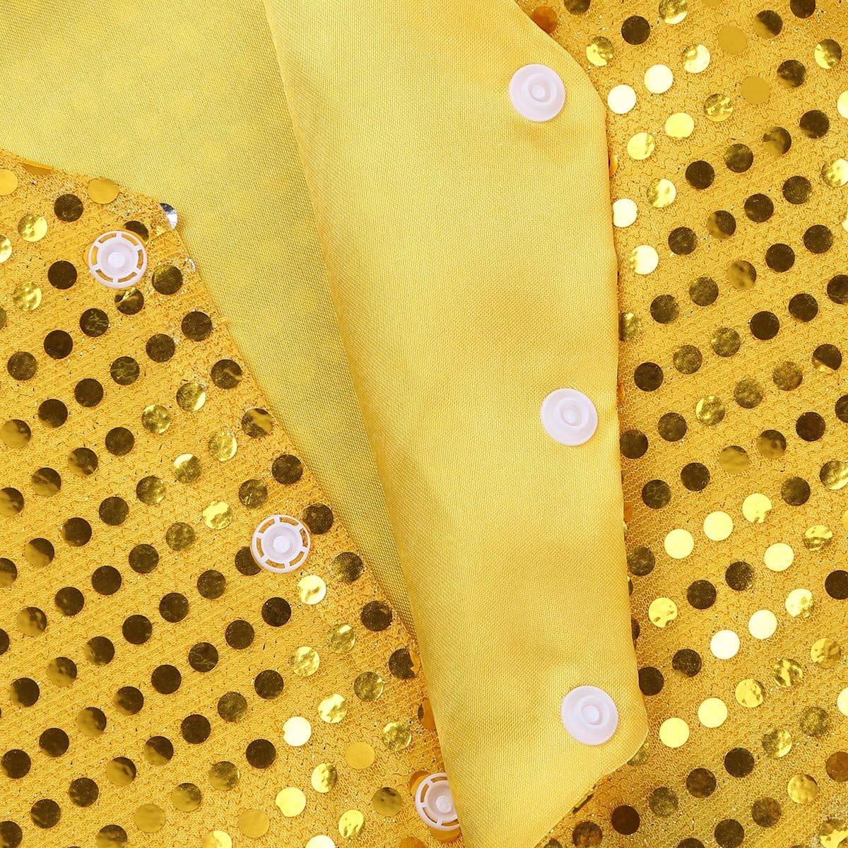 TiaoBug Boys Girls Shiny Sequin Vest Jacket Kids Waistcoat Tops Hip-hop Jazz Street Dance Performing Shirts Gold 10-12 Years - Image 5