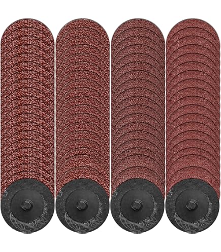 AOKLIT 60-Piece 2" Nylon Quick Change Sanding Disc Set – With 1/4" Holder, 3 Grits (Fine/Medium/Coarse), For Die Grinder, Rust & Paint Removal, Polishing & Deburring