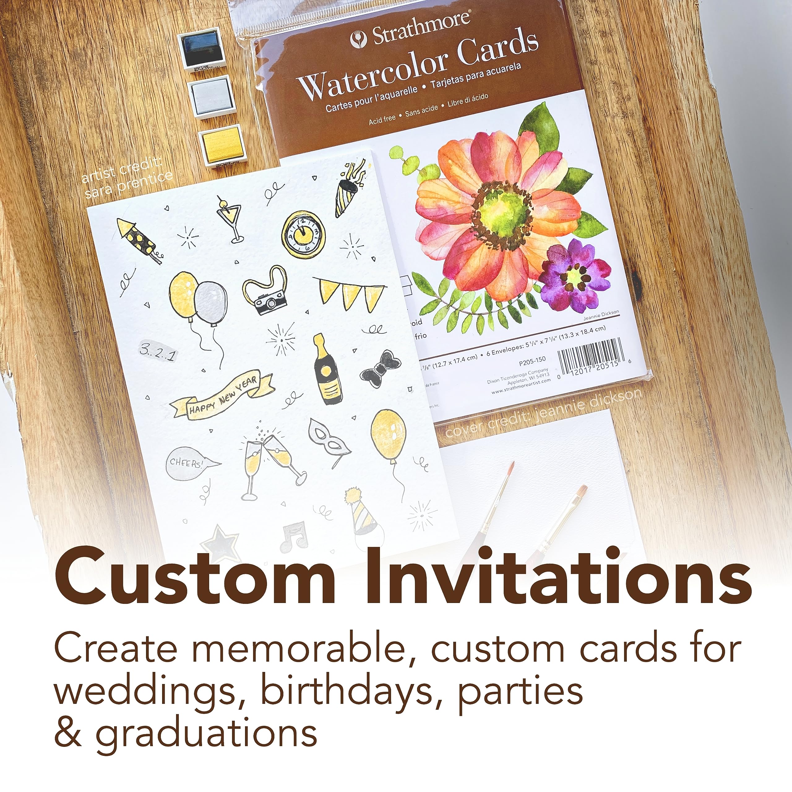 Strathmore 400 Series Watercolor Cards, Cold Press, 5x6.875 inches, 6 Pack, Envelopes Included - Custom Greeting Cards for Weddings, Events, Birthdays