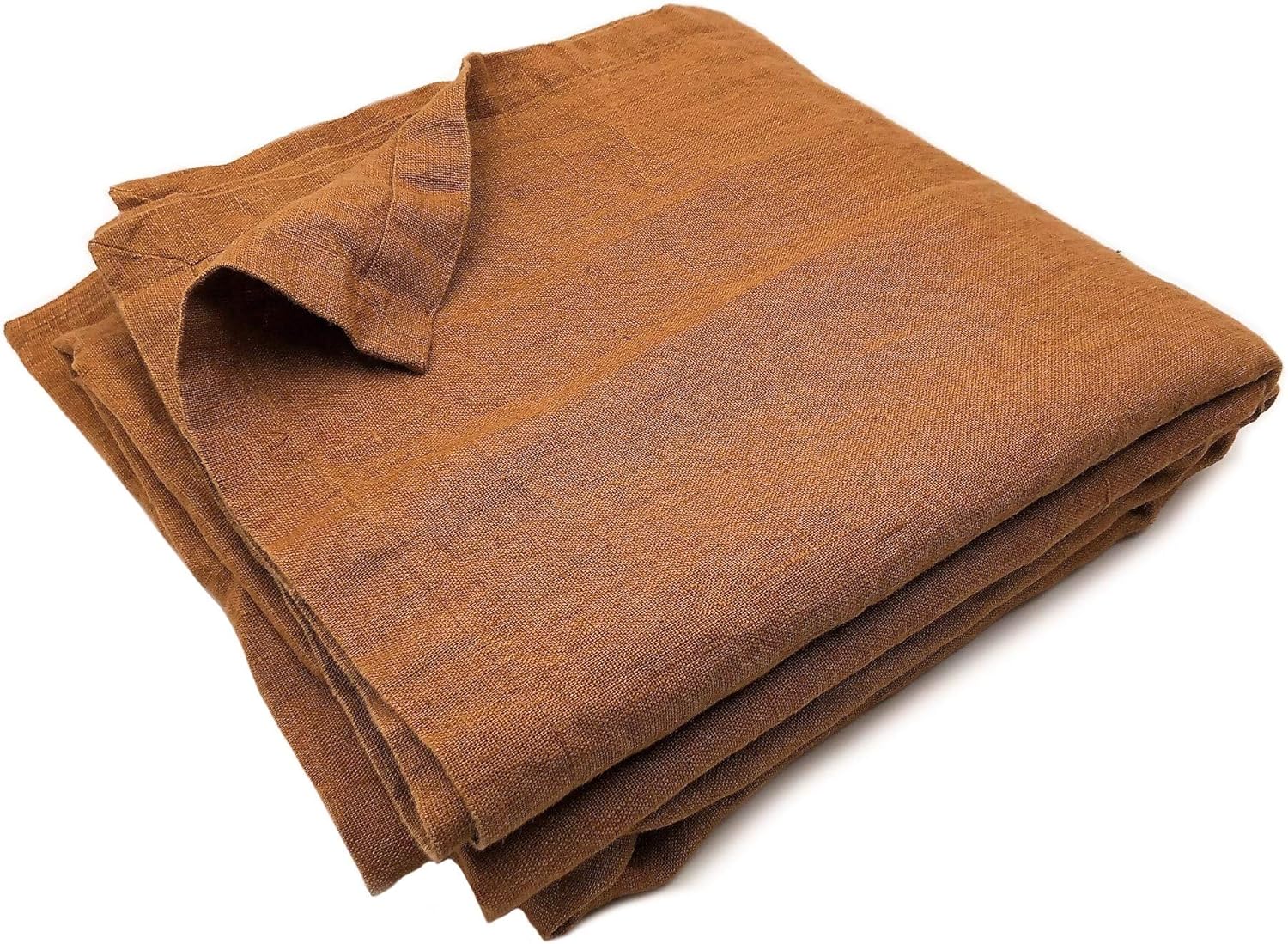 JOWOLLINA Bedspread, 100% Linen, Cinnamon Ochre, 250x280 cm - Image 5