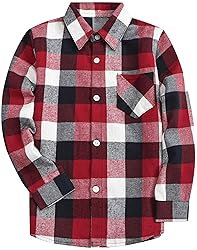 SANGTREE Boys Plaid Shirts Long Sleeve Button Down