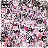 100Pcs Dark Pink Goth Stickers, Gothic Skull Stickers for Adults Mens Teens Girls, Horror Decals for Water Bottle Laptop Luggage Journal