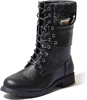 black fold down combat boots