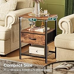 Huuger Nightstand Set of 2, Night Stand with Fabric