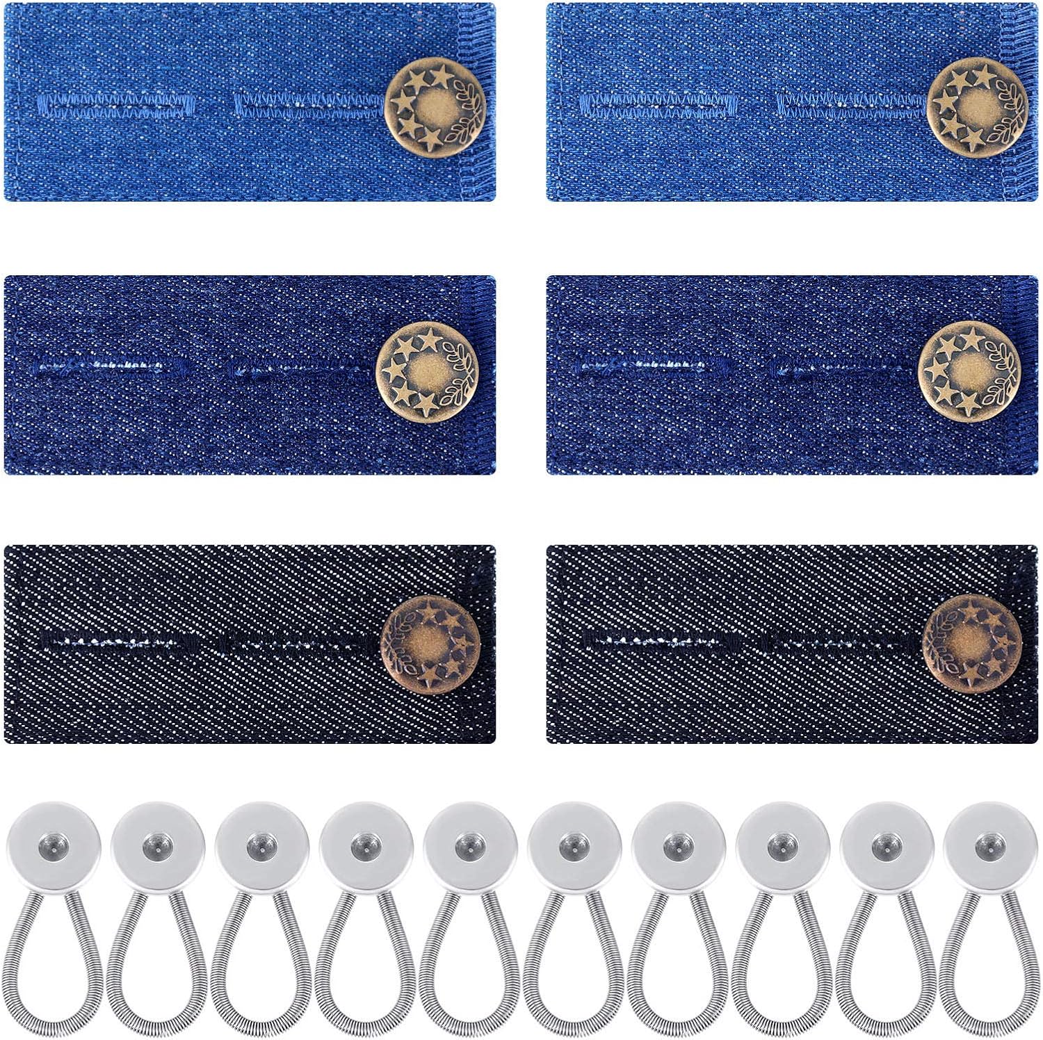 16 Pieces Waistband Button Extender Set Jeans Extender Waist Extender