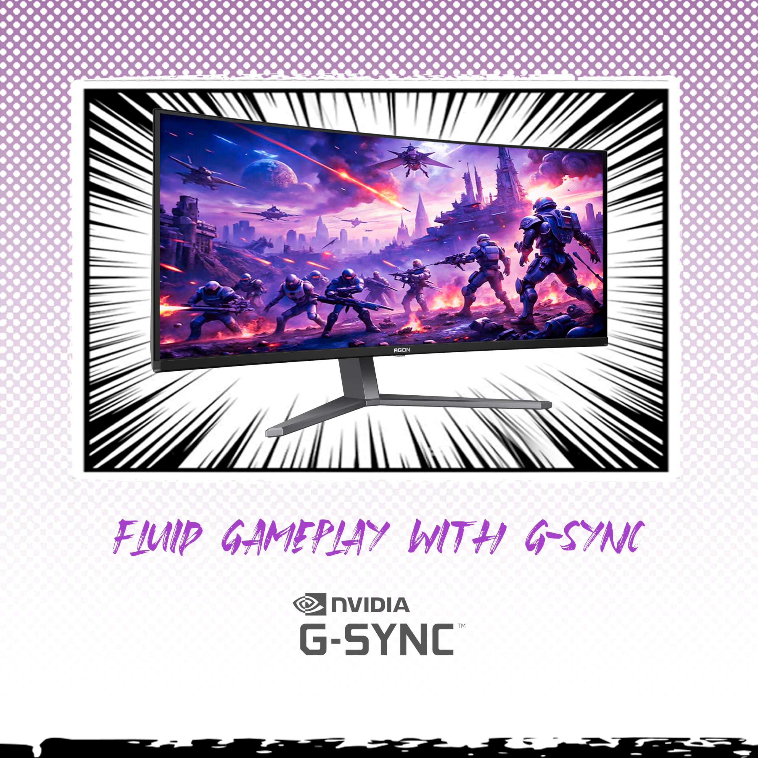 AOC Agon PRO AG346UCD 34'' Ultra Wide Curved QD OLED Gaming Monitor, 21:9 WQHD 3440x1440, 175Hz 0.03ms, G-Sync Compatible, HDR 400 True Black, USB 3.2, Height Adjustable, Console Gaming Ready