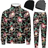 DOOPCCOR Men Track Suits Sets 80s outfit for men tracksuits sweatsuits 2 Piece sets Zip Casual Jogging 2 Knit Beanie