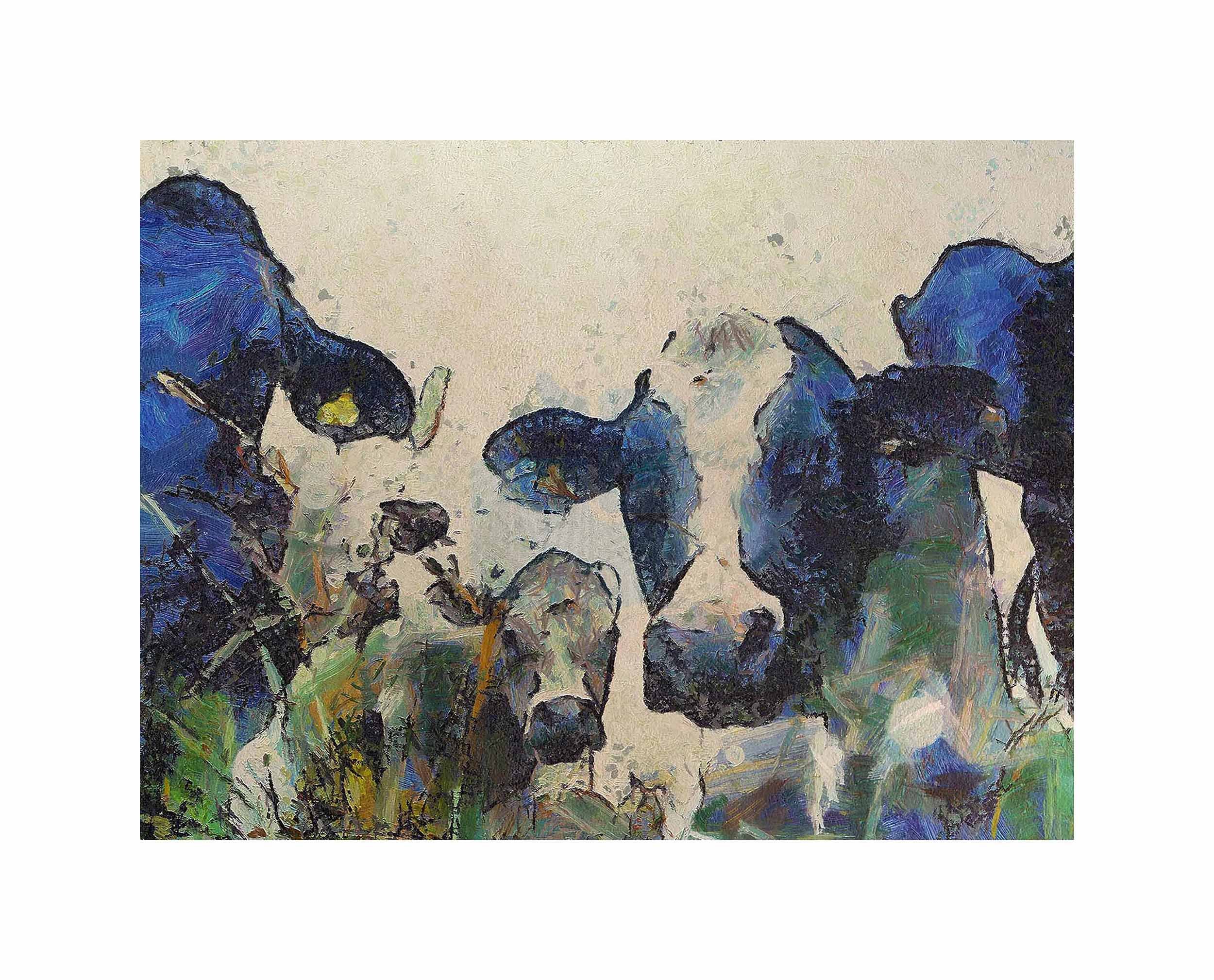 Wee Blue Coo Nature Cow Cattle Farm Animal Home Picture Canvas Print