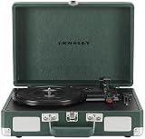 Crosley CR8005F-EM Cruiser Plus Vintage 3-Speed Bluetooth in/Out Suitcase Vinyl Record Player Turntable, Dark Emerald