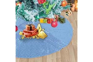 JUYA DELIGHT Blue Christmas Tree Skirt 36Inch Glitter Small Glitter Tree Skirt for Xmas Tree Decorations