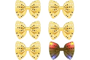 SZCQ 6PCS LED Sequin Necktie Electric Bright Light Up Men's Bow Ties Women Kids Flashing Bowties Glow Party Rave Festival School