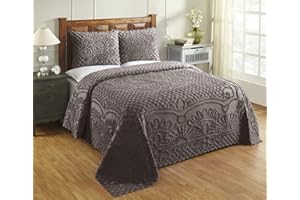 Better Trends Chenille Bedspreads Set Full/Double Size, Trevor Collection Medallion Design in Cocoa - Lightweight bedspreads, 100% Cotton Tufted Cotton Bedspreads
