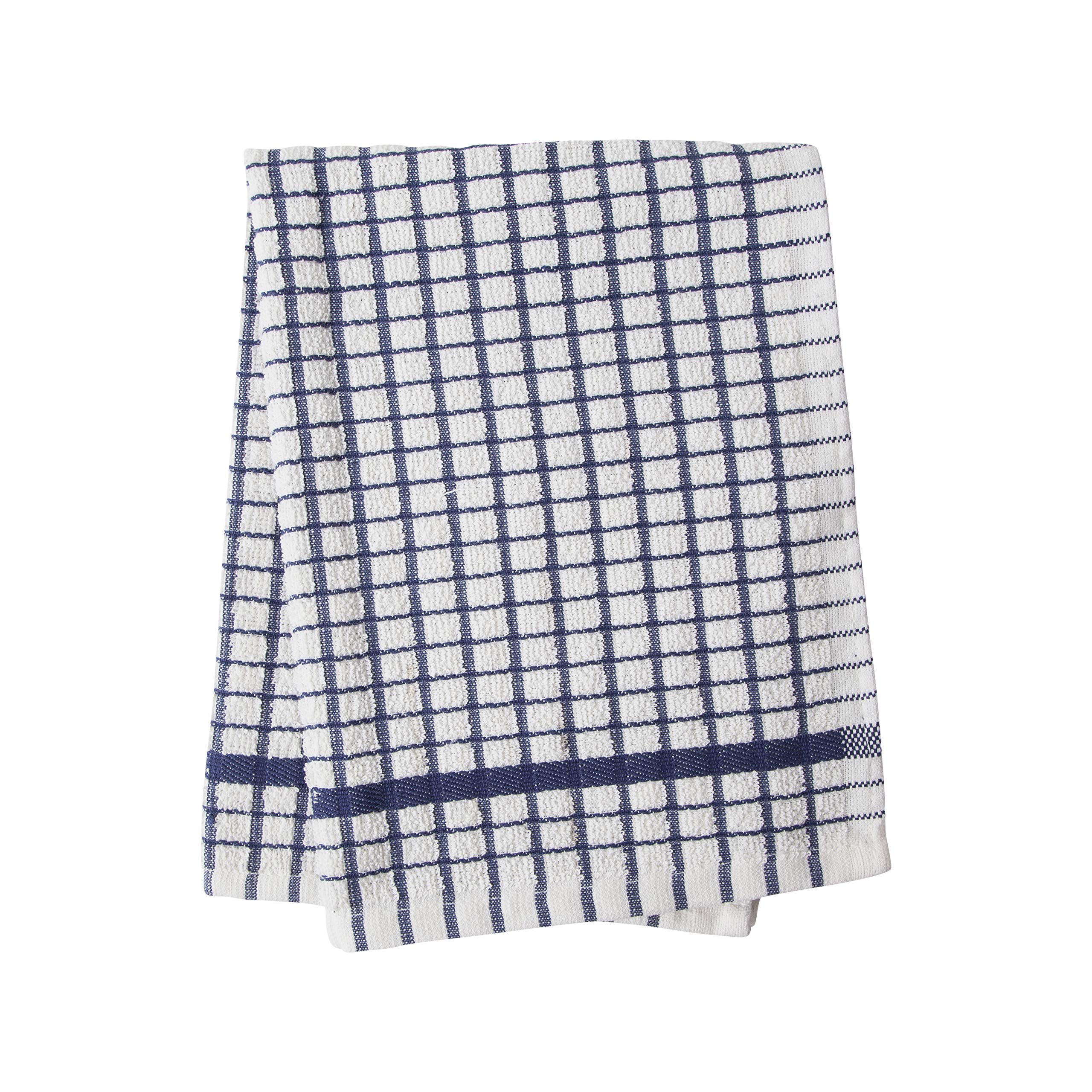 Alanna Jones Set of 2, 45 x 65 cm Large 100% Cotton Luxury Check Soft Kitchen Tea Towels Perfect for Household and Professional Restaurant Bar Catering Kitchen Dish Cloth (Navy)