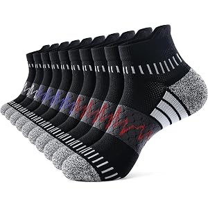 IRAMY Ankle Compression Socks for Men Women Athletic Running Socks with Arch Support Cushion 3/5 Pairs
