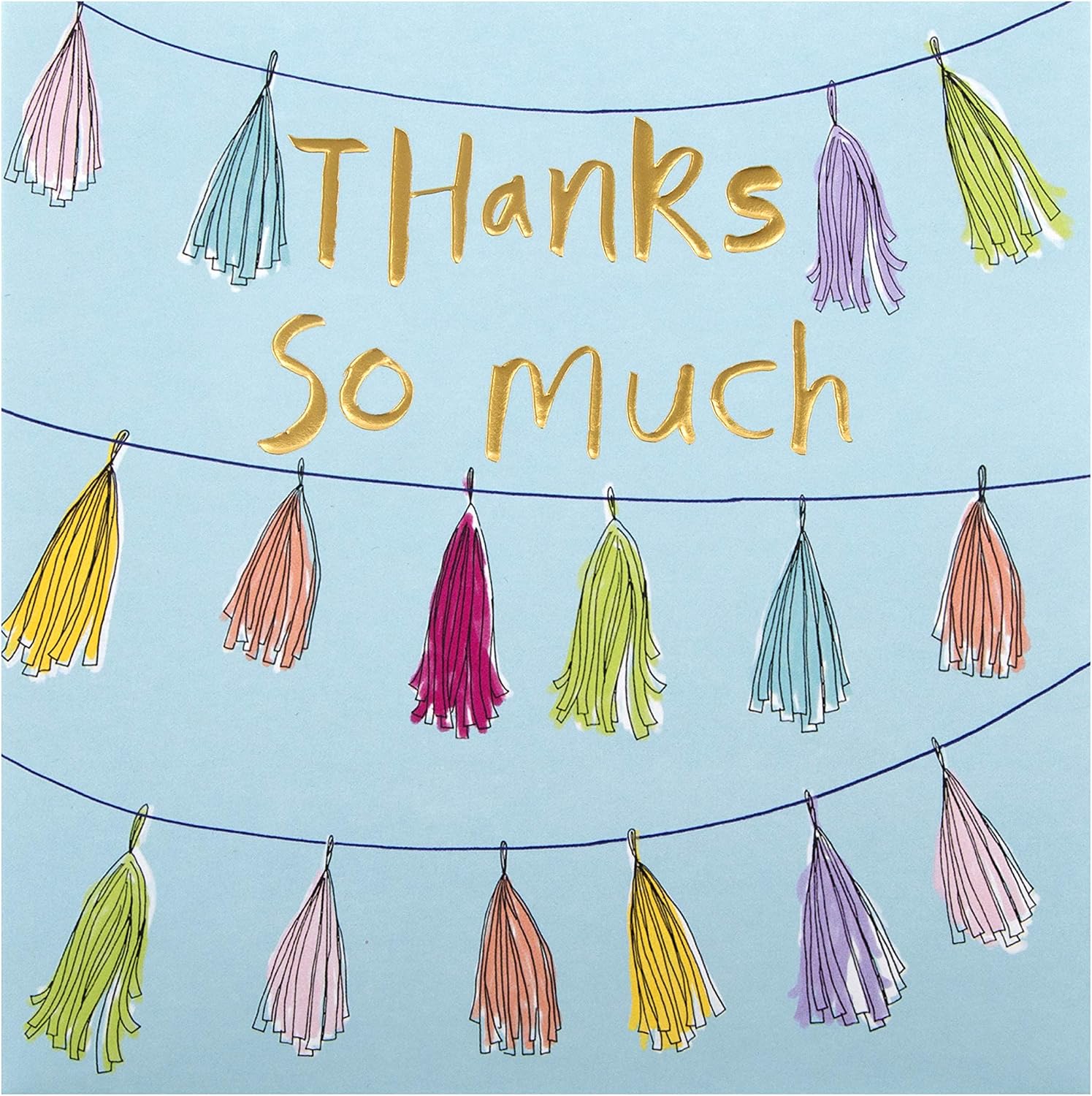 Hallmark Thank You Card - Contemporary Embossed Bunting Design, Thank You Card Gold Foil, 16 cm x 16 cm - Image 3