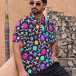 Xdceu Men’s Golf Polo Shirts Retro 80s Print Mens