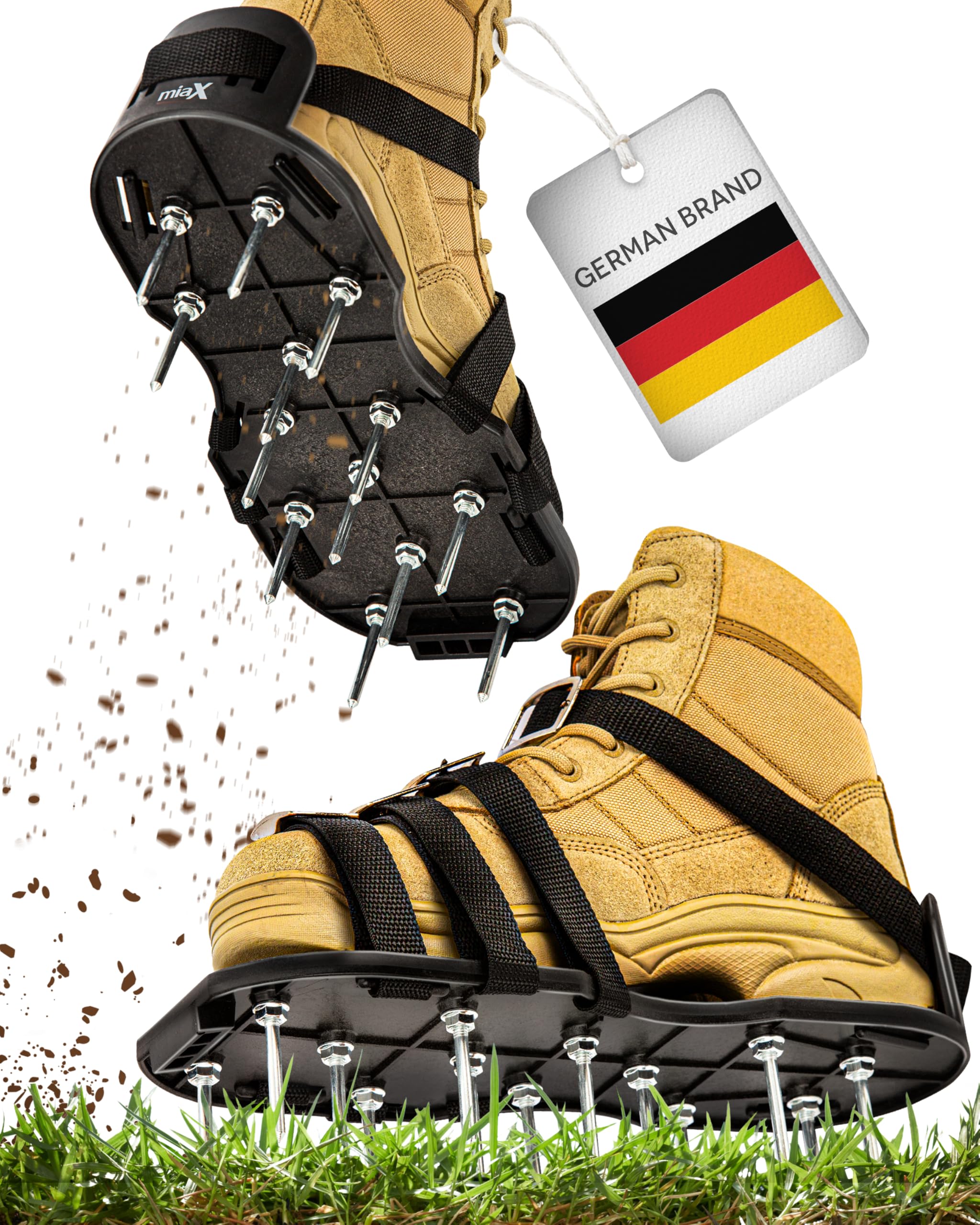 miaX Professional Lawn Aerator Shoes - Guaranteed Slip-Resistant Enhanced Lawn Spike Shoes for a Perfect Lawn – Grass Aerator Shoes with Enhanced Heel Height for Secure Grip