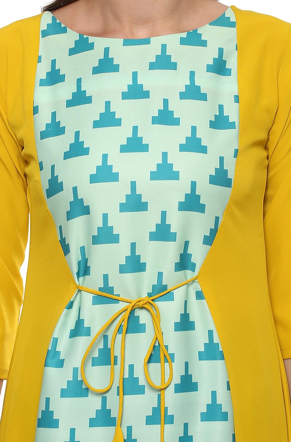 janasya women's polyester a-line kurti (jne1975-kr-309_yellow)