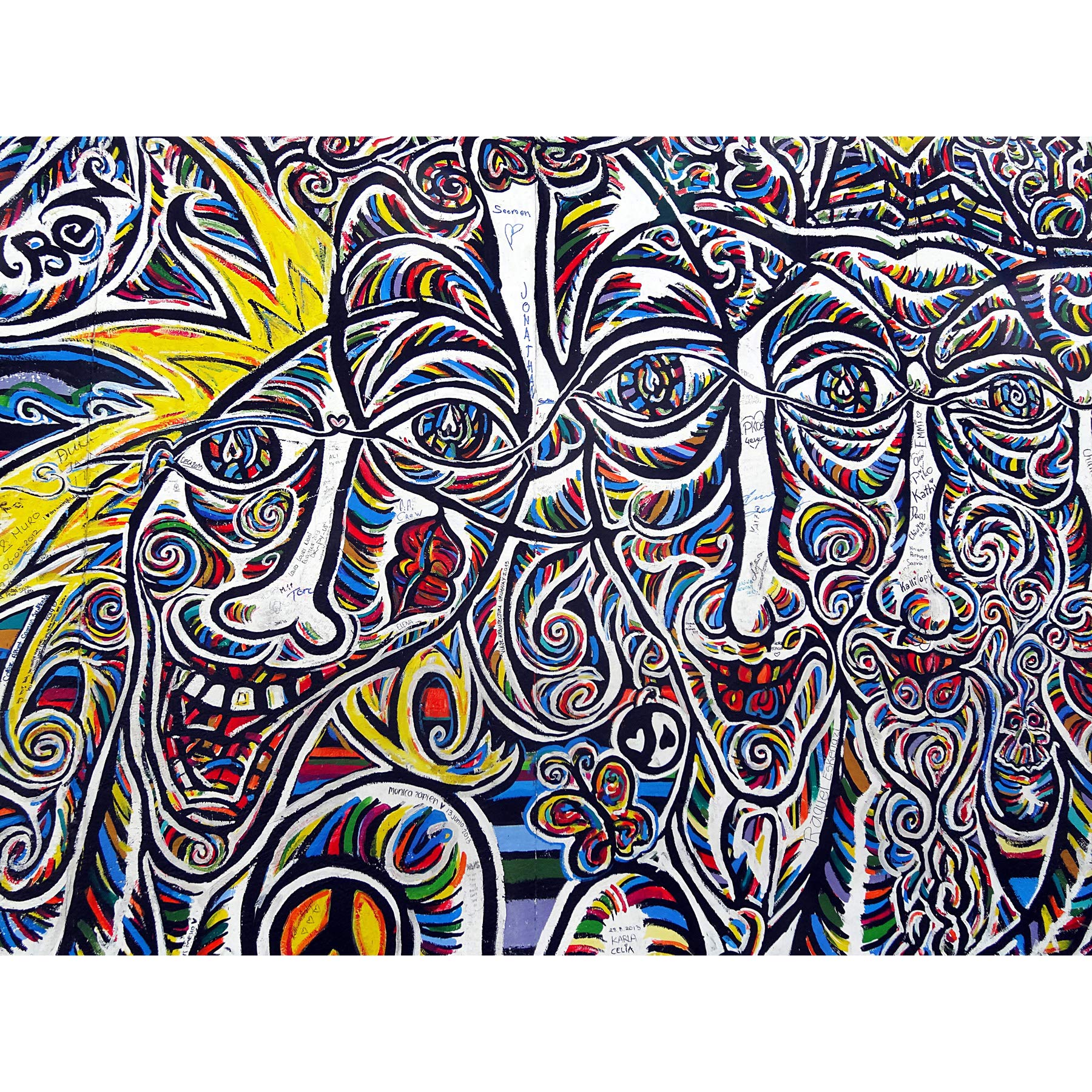 Graffiti Psychedelic Colourful Faces Large Canvas Wall Art Print