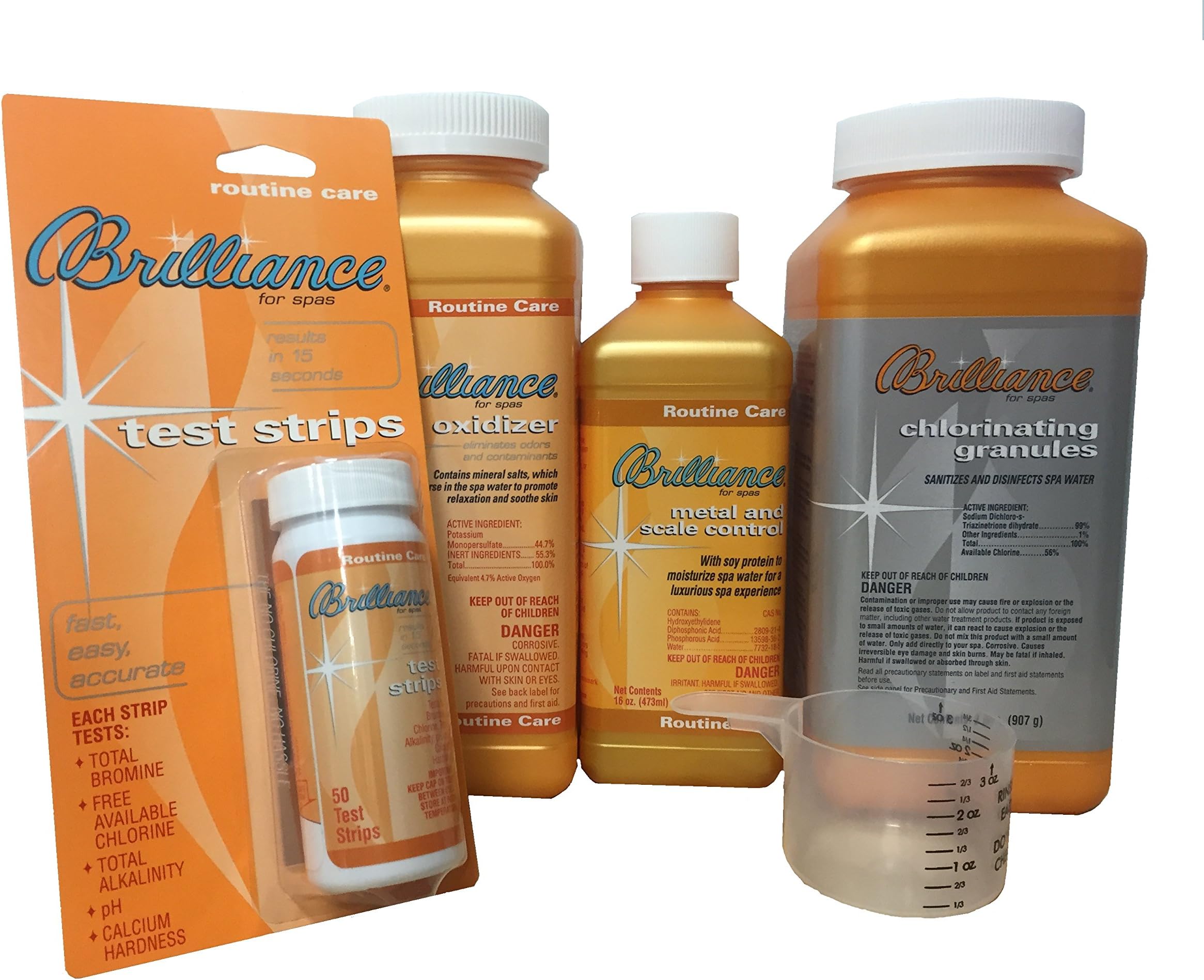 Brilliance for Spa Chlorine Sanitizer Kit with Measuring Cup