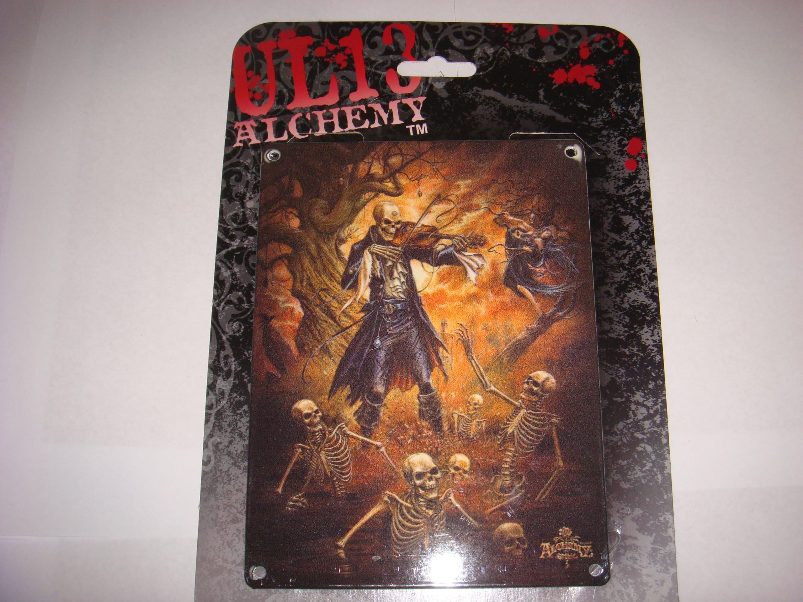 ALCHEMY GOTHIC ART 1977ALCHEMY GOTHIC ART " THE MACABRE DANCE " MINI METAL SIGN 8" X 6"