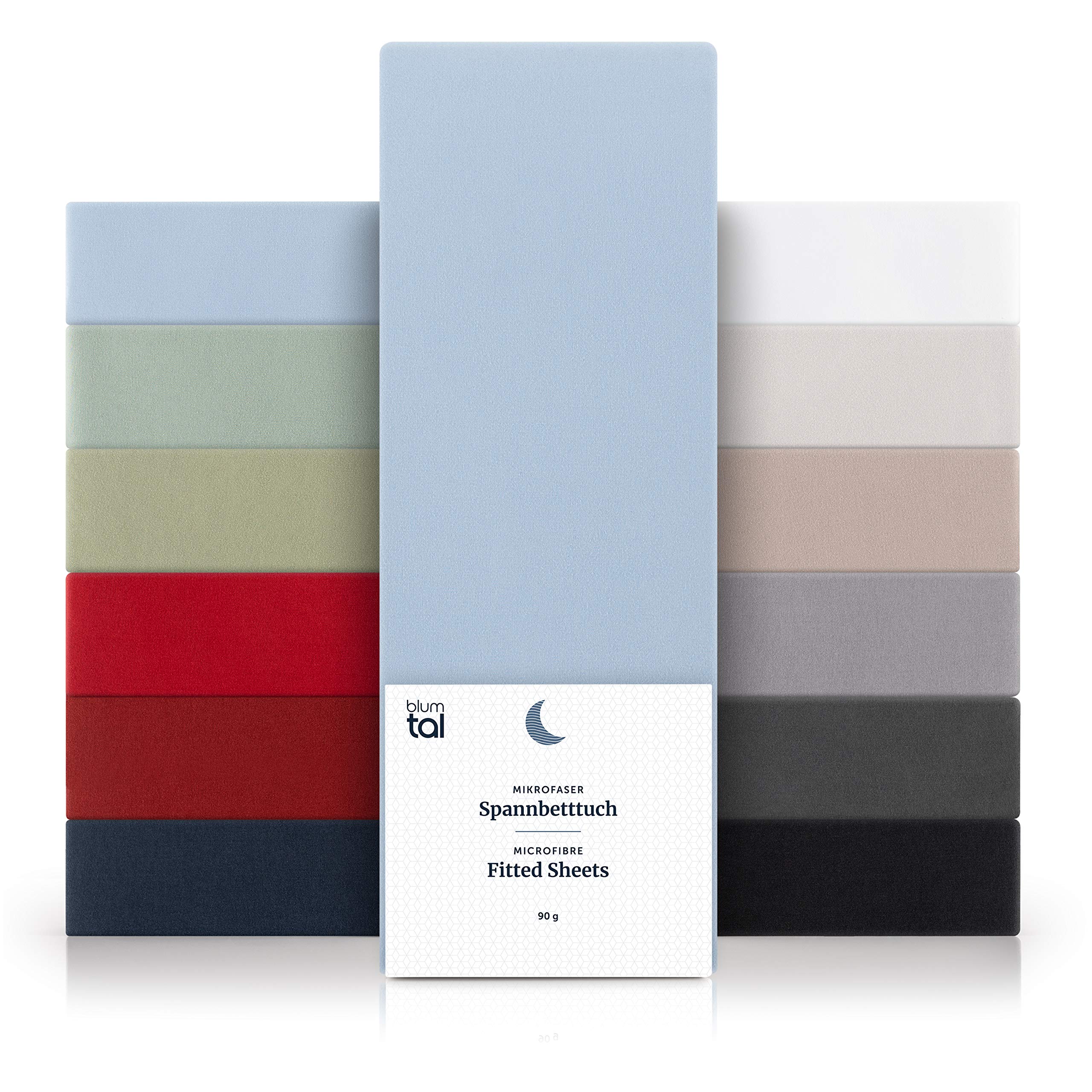 Blumtal Basics Brushed Microfibre King Size Fitted Sheets - Super Soft Bed Sheets, Suitable for Mattresses With a Height up to 25 cm, Light Blue