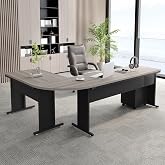 Tribesigns 83" L-Shaped Executive Desk, Large Office Desk with Drawes, Industrial Corner Computer Table with File Cabinet, Business Workstation for Home Office (Gray, 83")