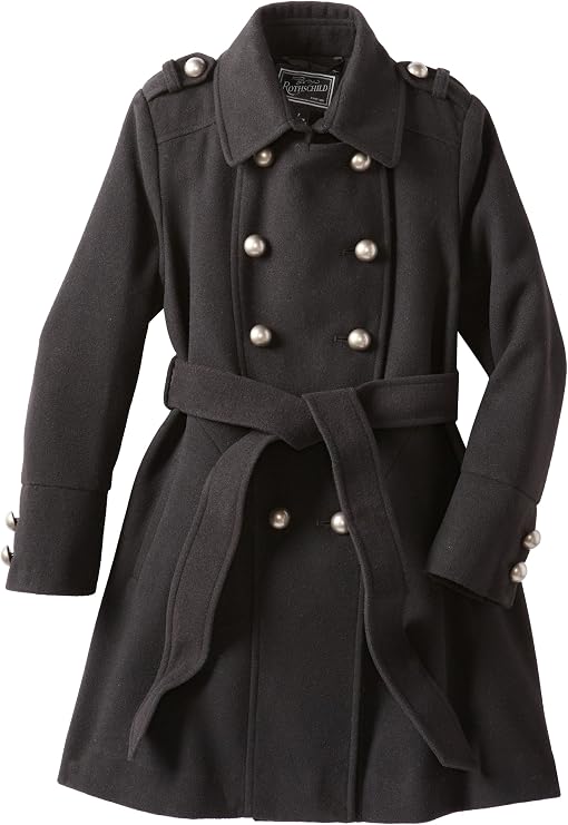 Rothschild Big Girls' Big Faux Wool Belted Military Style