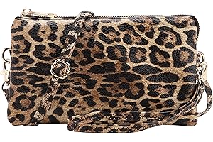 B BRENTANO Vegan Leather Multi-Pocket Crossbody Purse/Clutch with Card Slots, Removable Wristlet & Adjustable Shoulder Strap